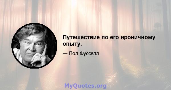 Путешествие по его ироничному опыту.