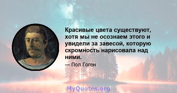 Красивые цвета существуют, хотя мы не осознаем этого и увидели за завесой, которую скромность нарисовала над ними.