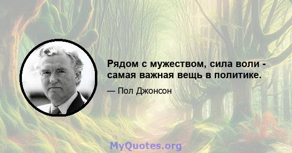 Рядом с мужеством, сила воли - самая важная вещь в политике.