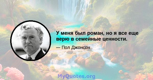 У меня был роман, но я все еще верю в семейные ценности.