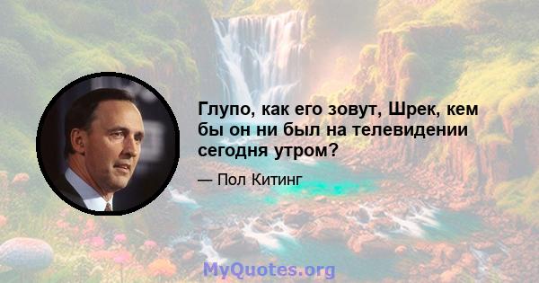 Глупо, как его зовут, Шрек, кем бы он ни был на телевидении сегодня утром?