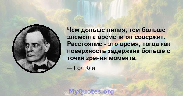 Чем дольше линия, тем больше элемента времени он содержит. Расстояние - это время, тогда как поверхность задержана больше с точки зрения момента.