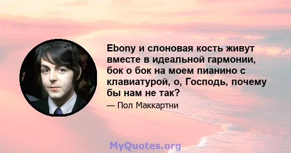 Ebony и слоновая кость живут вместе в идеальной гармонии, бок о бок на моем пианино с клавиатурой, о, Господь, почему бы нам не так?