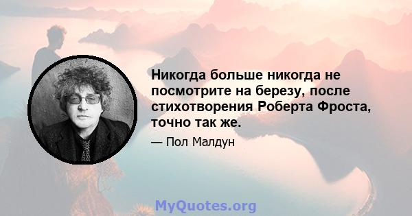 Никогда больше никогда не посмотрите на березу, после стихотворения Роберта Фроста, точно так же.