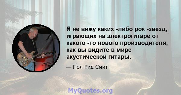 Я не вижу каких -либо рок -звезд, играющих на электрогитаре от какого -то нового производителя, как вы видите в мире акустической гитары.