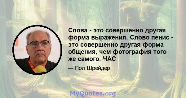 Слова - это совершенно другая форма выражения. Слово пенис - это совершенно другая форма общения, чем фотография того же самого. ЧАС