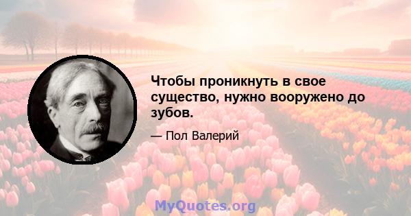 Чтобы проникнуть в свое существо, нужно вооружено до зубов.