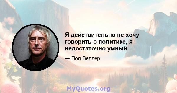 Я действительно не хочу говорить о политике, я недостаточно умный.