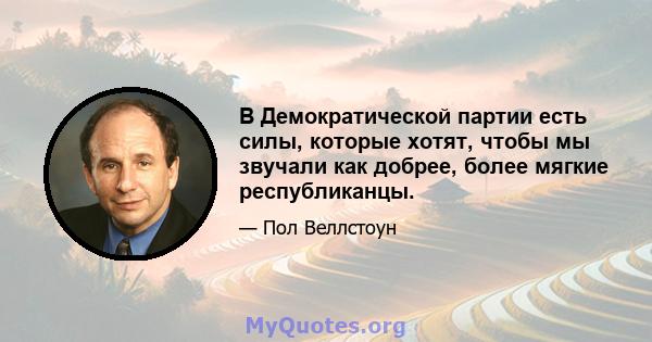 В Демократической партии есть силы, которые хотят, чтобы мы звучали как добрее, более мягкие республиканцы.