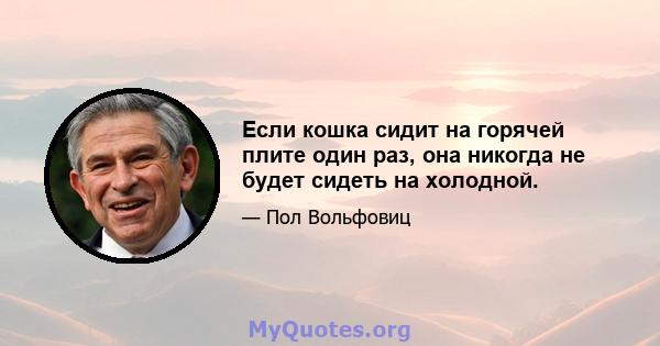 Если кошка сидит на горячей плите один раз, она никогда не будет сидеть на холодной.