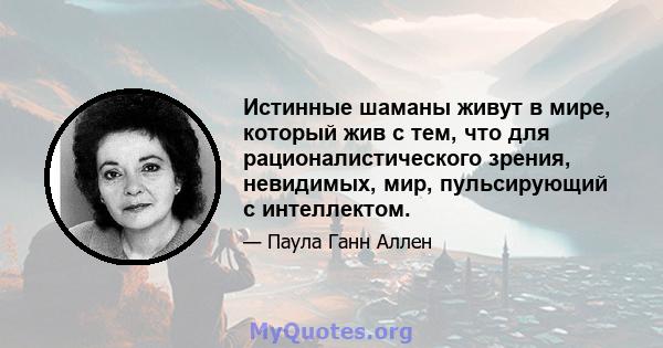 Истинные шаманы живут в мире, который жив с тем, что для рационалистического зрения, невидимых, мир, пульсирующий с интеллектом.