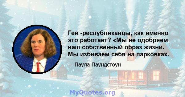 Гей -республиканцы, как именно это работает? «Мы не одобряем наш собственный образ жизни. Мы избиваем себя на парковках.