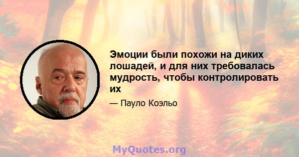 Эмоции были похожи на диких лошадей, и для них требовалась мудрость, чтобы контролировать их