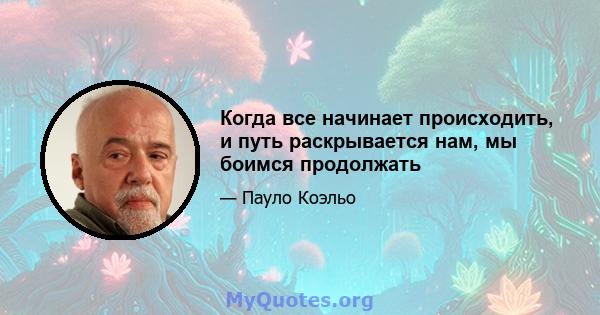 Когда все начинает происходить, и путь раскрывается нам, мы боимся продолжать