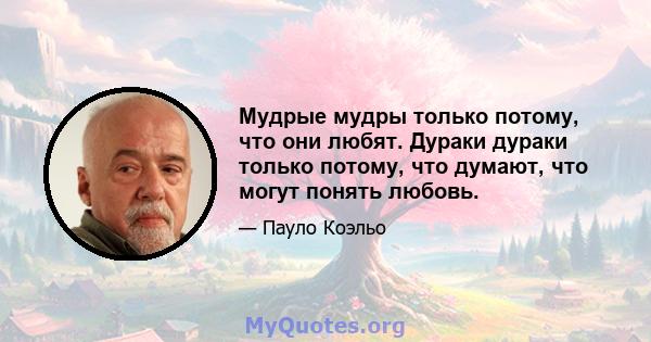 Мудрые мудры только потому, что они любят. Дураки дураки только потому, что думают, что могут понять любовь.