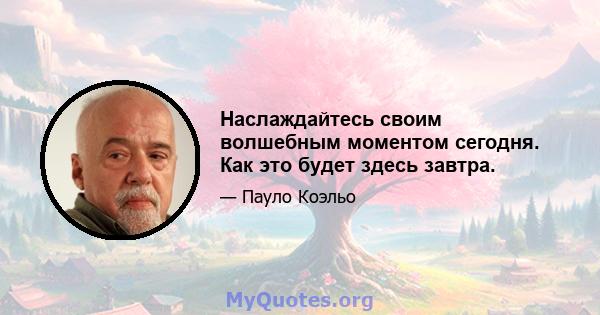 Наслаждайтесь своим волшебным моментом сегодня. Как это будет здесь завтра.