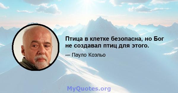 Птица в клетке безопасна, но Бог не создавал птиц для этого.