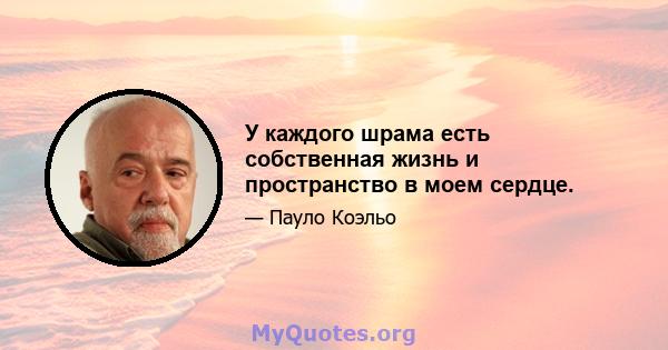 У каждого шрама есть собственная жизнь и пространство в моем сердце.