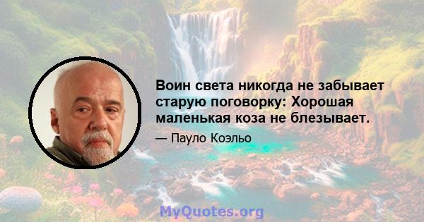 Воин света никогда не забывает старую поговорку: Хорошая маленькая коза не блезывает.