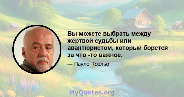 Вы можете выбрать между жертвой судьбы или авантюристом, который борется за что -то важное.