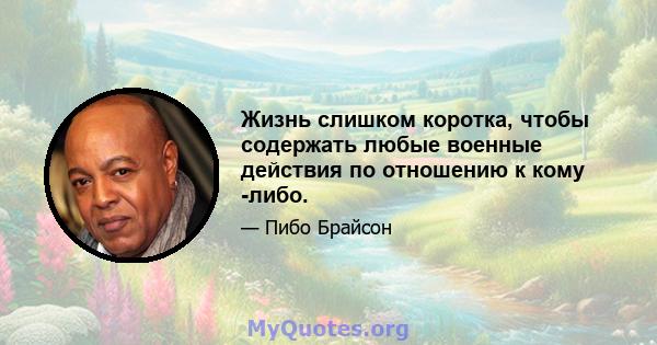 Жизнь слишком коротка, чтобы содержать любые военные действия по отношению к кому -либо.