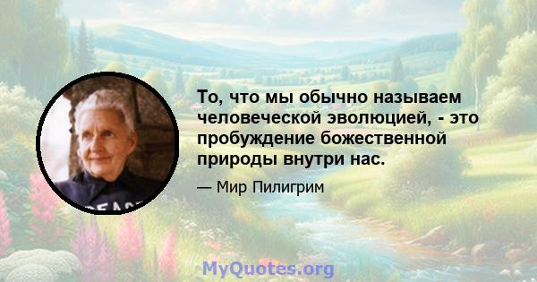 То, что мы обычно называем человеческой эволюцией, - это пробуждение божественной природы внутри нас.