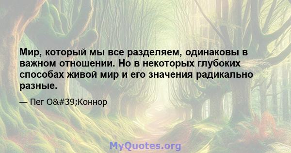 Мир, который мы все разделяем, одинаковы в важном отношении. Но в некоторых глубоких способах живой мир и его значения радикально разные.