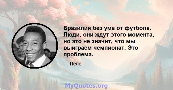 Бразилия без ума от футбола. Люди, они ждут этого момента, но это не значит, что мы выиграем чемпионат. Это проблема.