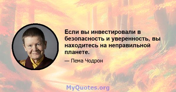 Если вы инвестировали в безопасность и уверенность, вы находитесь на неправильной планете.