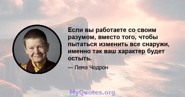 Если вы работаете со своим разумом, вместо того, чтобы пытаться изменить все снаружи, именно так ваш характер будет остыть.