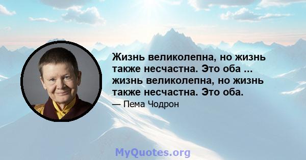 Жизнь великолепна, но жизнь также несчастна. Это оба ... жизнь великолепна, но жизнь также несчастна. Это оба.