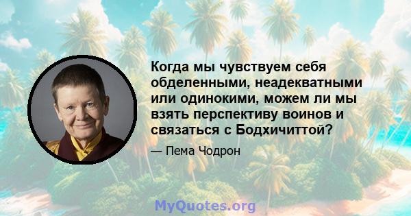 Когда мы чувствуем себя обделенными, неадекватными или одинокими, можем ли мы взять перспективу воинов и связаться с Бодхичиттой?