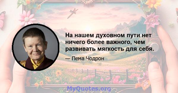 На нашем духовном пути нет ничего более важного, чем развивать мягкость для себя.