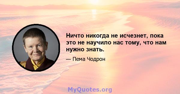 Ничто никогда не исчезнет, ​​пока это не научило нас тому, что нам нужно знать.