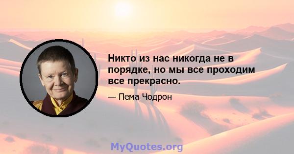 Никто из нас никогда не в порядке, но мы все проходим все прекрасно.