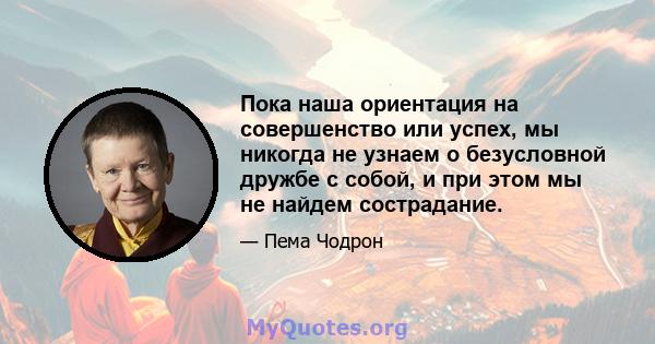 Пока наша ориентация на совершенство или успех, мы никогда не узнаем о безусловной дружбе с собой, и при этом мы не найдем сострадание.