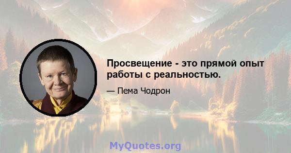 Просвещение - это прямой опыт работы с реальностью.