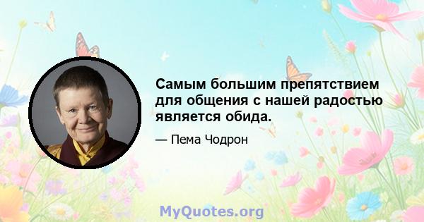 Самым большим препятствием для общения с нашей радостью является обида.