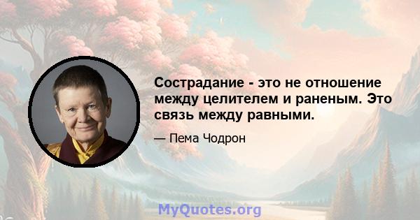 Сострадание - это не отношение между целителем и раненым. Это связь между равными.