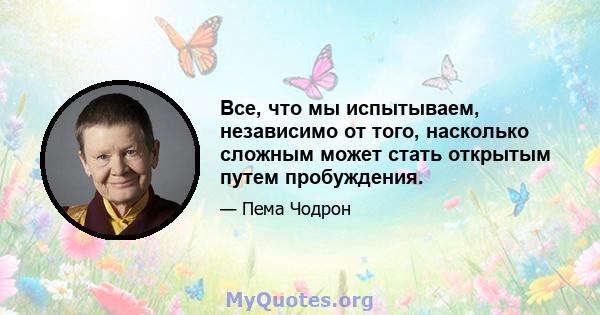 Все, что мы испытываем, независимо от того, насколько сложным может стать открытым путем пробуждения.