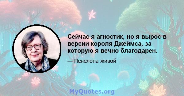 Сейчас я агностик, но я вырос в версии короля Джеймса, за которую я вечно благодарен.