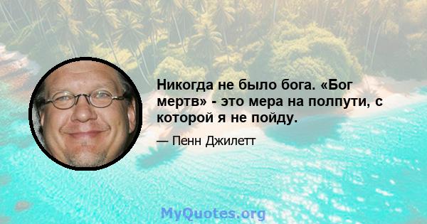 Никогда не было бога. «Бог мертв» - это мера на полпути, с которой я не пойду.