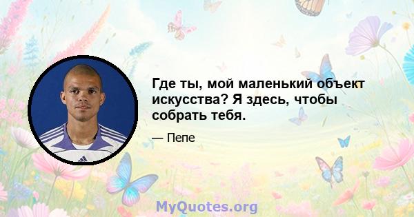 Где ты, мой маленький объект искусства? Я здесь, чтобы собрать тебя.