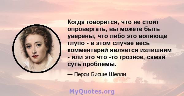 Когда говорится, что не стоит опровергать, вы можете быть уверены, что либо это вопиюще глупо - в этом случае весь комментарий является излишним - или это что -то грозное, самая суть проблемы.