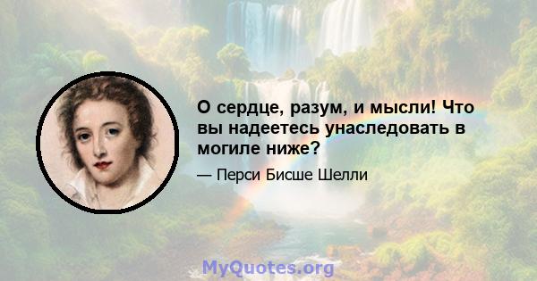 О сердце, разум, и мысли! Что вы надеетесь унаследовать в могиле ниже?