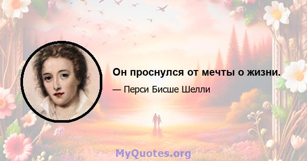 Он проснулся от мечты о жизни.