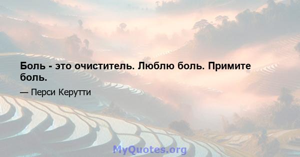 Боль - это очиститель. Люблю боль. Примите боль.