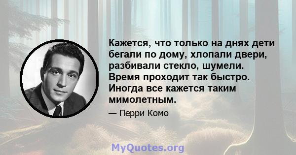 Кажется, что только на днях дети бегали по дому, хлопали двери, разбивали стекло, шумели. Время проходит так быстро. Иногда все кажется таким мимолетным.