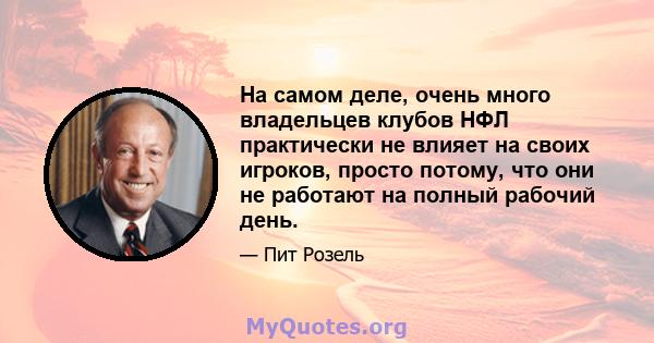 На самом деле, очень много владельцев клубов НФЛ практически не влияет на своих игроков, просто потому, что они не работают на полный рабочий день.