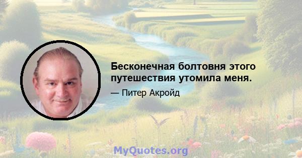 Бесконечная болтовня этого путешествия утомила меня.